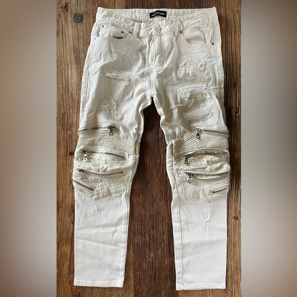 God’s Masterful Children White Moto Jeans